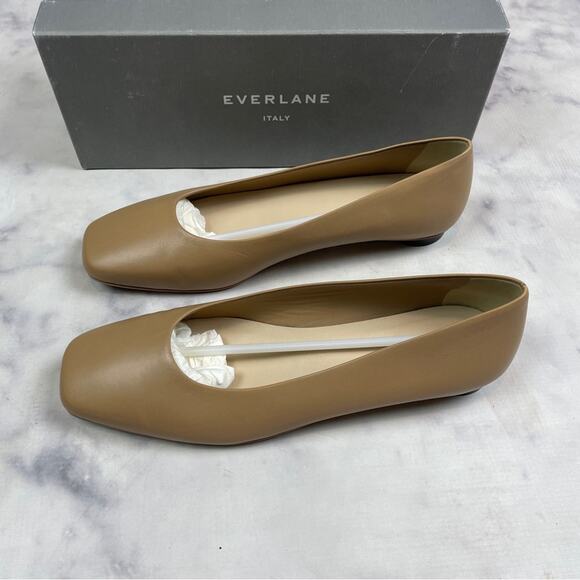 Everlane 90’s Square Toe Tan Leather Flats - Picture 5 of 11